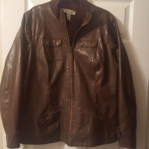 Brown Faux leather Coat